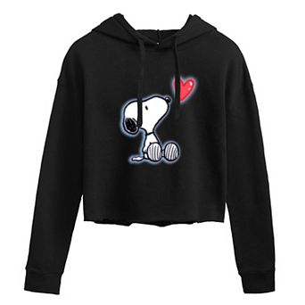 Juniors' Peanuts Snoopy Heart Cropped Hoodie