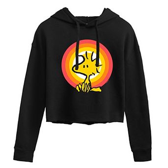 Juniors' Peanuts Woodstock Sunset Cropped Hoodie