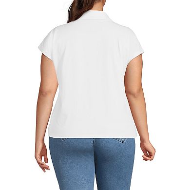 Plus Size Lands' End Supima Cotton Johnny Collar Polo Shirt