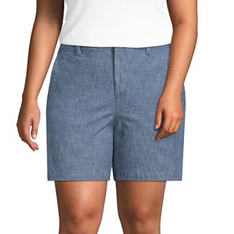 Plus Size Lands' End 7-Inch Chambray Shorts