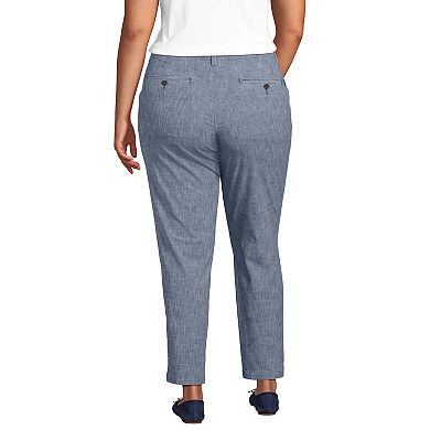 Plus Size Lands' End Mid-Rise Classic Straight Leg Chambray Ankle Pants