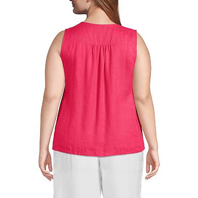 Plus Size Lands' End Linen V-Neck Top