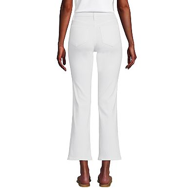 Women's Lands' End Denim High Rise Button Front Kick Flare Crop Jeans