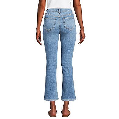 Women's Lands' End Recover High Rise Button Front Kick Flare Crop Jeans