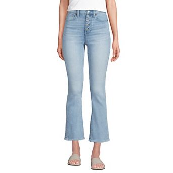 Women's Lands' End Recover High Rise Button Front Kick Flare Crop Jeans
