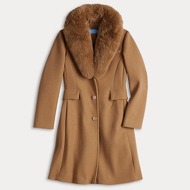 Women's Draper James Long Faux Fur Button-On Coat