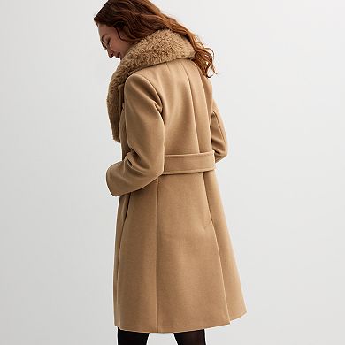 Women's Draper James Long Faux Fur Button-On Coat