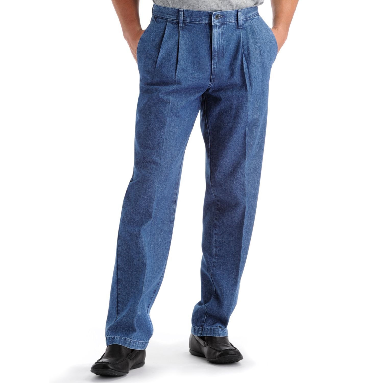 men's pleated front denim pants