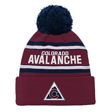 Youth Burgundy Colorado Avalanche Third Jersey Jacquard Cuffed Knit Hat with Pom