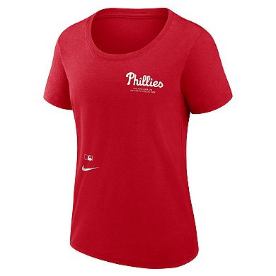 Women's Nike Red Philadelphia Phillies Authentic Collection Performance Scoop Neck T-Shirt