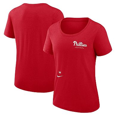 Women's Nike Red Philadelphia Phillies Authentic Collection Performance Scoop Neck T-Shirt