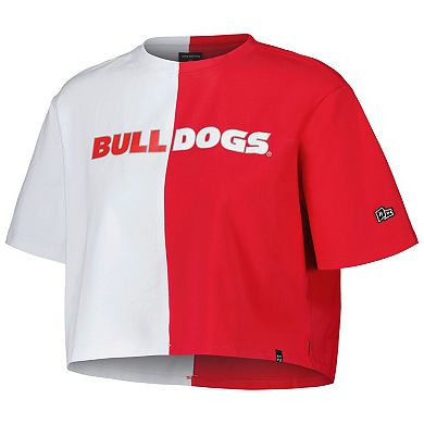 Women's Hype and Vice Red/White Georgia Bulldogs Color Block Brandy Cropped T-Shirt