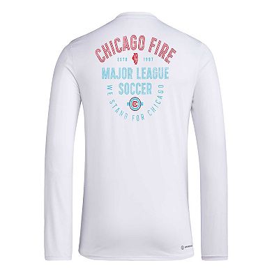 Men's adidas White Chicago Fire Local Stoic AEROREADY Long Sleeve T-Shirt