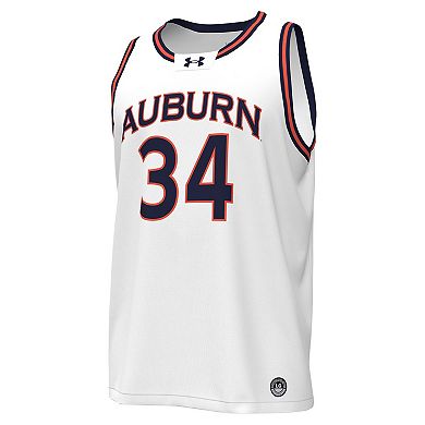 Men's Under Armour #34 White Auburn Tigers Replica Basketball Jersey