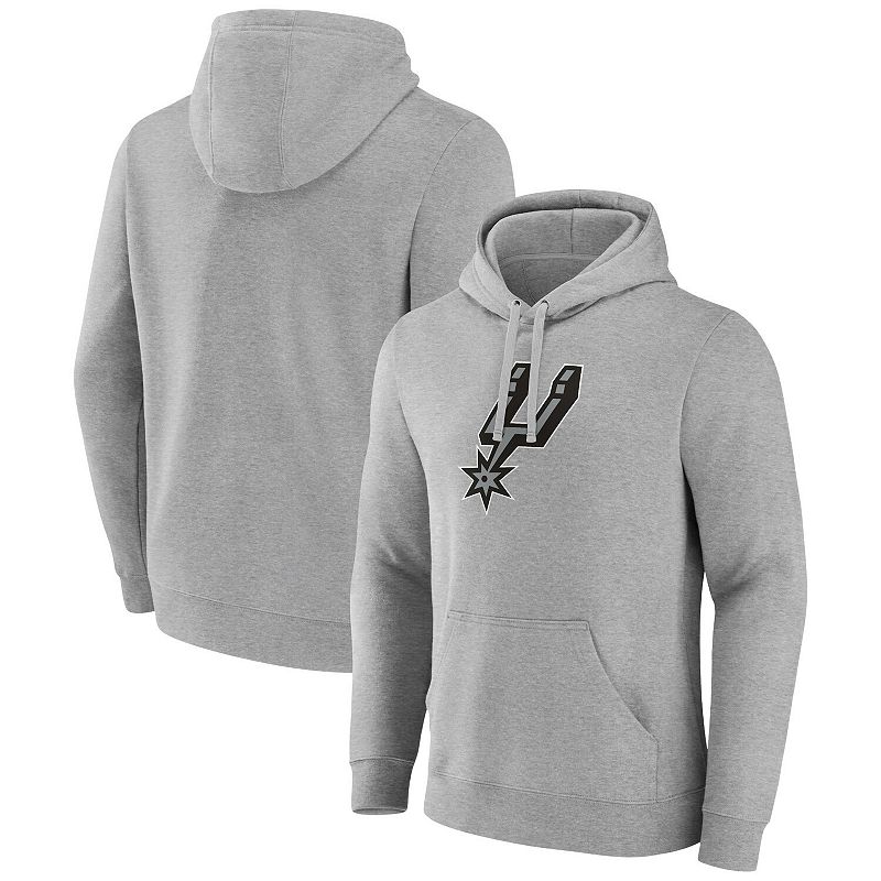 UPC 196590000329 product image for Men's Fanatics Branded  Heather Gray San Antonio Spurs Primary Logo Pullover Hoo | upcitemdb.com