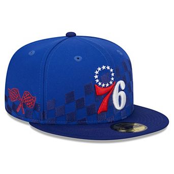 Men's New Era Royal Philadelphia 76ers 2024 NBA All-Star Game Rally Drive Checkerboard 59FIFTY Crown Fitted Hat