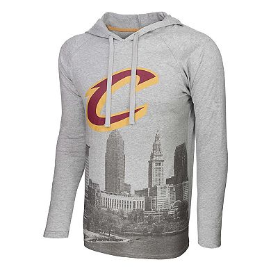 Men's Stadium Essentials Heather Gray Cleveland Cavaliers Atrium Raglan Long Sleeve Hoodie T-Shirt