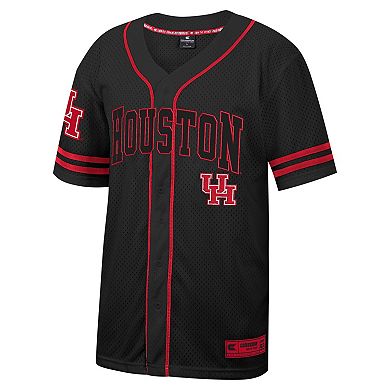 Men's Colosseum Black Houston Cougars Free Spirited Mesh Button-Up Baseball Jersey