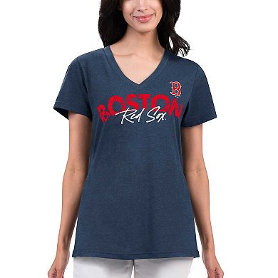 Women's G-III 4Her by Carl Banks Navy Boston Red Sox Key Move V-Neck T-Shirt