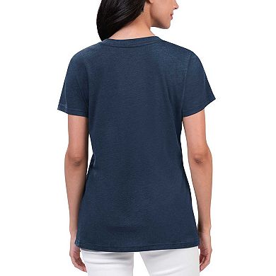 Women's G-III 4Her by Carl Banks Navy Atlanta Braves Key Move V-Neck T-Shirt