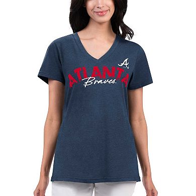 Women's G-III 4Her by Carl Banks Navy Atlanta Braves Key Move V-Neck T-Shirt