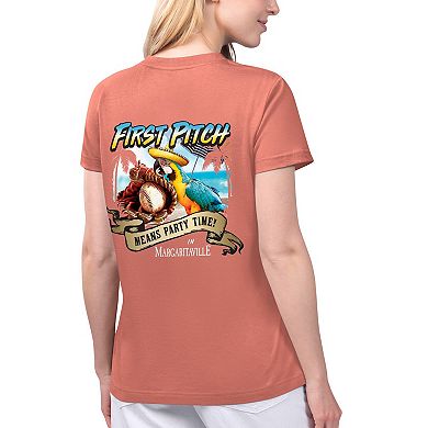 Women's Margaritaville Coral St. Louis Cardinals Game Time V-Neck T-Shirt