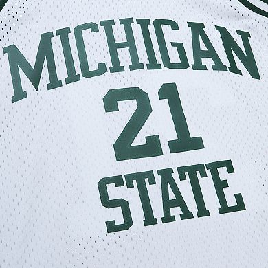 Men's Mitchell & Ness Steve Smith White Michigan State Spartans 125th Basketball Anniversary 1990 Throwback Fashion Jersey