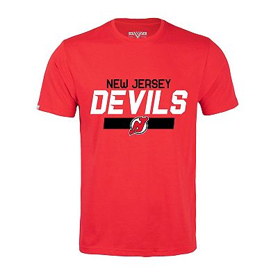 Men's Levelwear Jack Hughes Red New Jersey Devils Richmond Player Name & Number T-Shirt