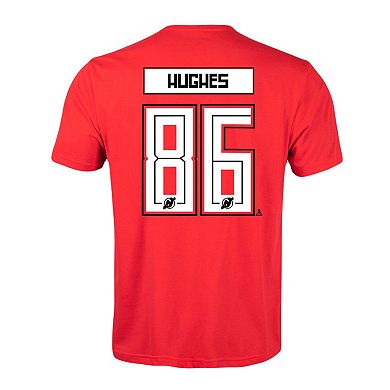 Men's Levelwear Jack Hughes Red New Jersey Devils Richmond Player Name & Number T-Shirt