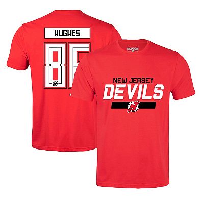 Men's Levelwear Jack Hughes Red New Jersey Devils Richmond Player Name & Number T-Shirt