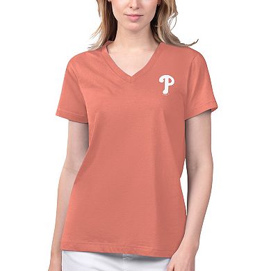 Women's Margaritaville Coral Philadelphia Phillies Game Time V-Neck T-Shirt