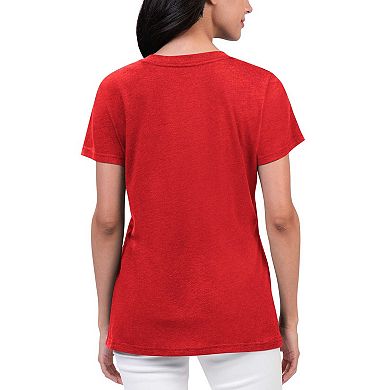 Women's G-III 4Her by Carl Banks Red Philadelphia Phillies Key Move V-Neck T-Shirt