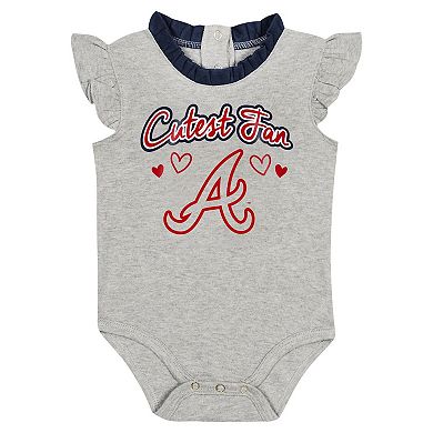 Newborn & Infant Fanatics Branded Navy/Gray Atlanta Braves Two-Pack Fan Bodysuit Set