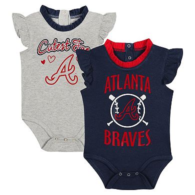 Newborn & Infant Fanatics Branded Navy/Gray Atlanta Braves Two-Pack Fan Bodysuit Set