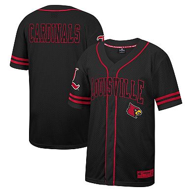 Men's Colosseum Black Louisville Cardinals Free Spirited Mesh Button-Up Baseball Jersey