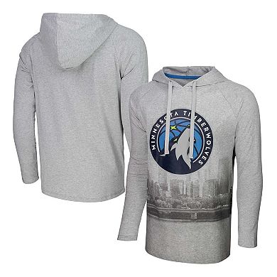 Men's Stadium Essentials Heather Gray Minnesota Timberwolves Atrium Raglan Long Sleeve Hoodie T-Shirt