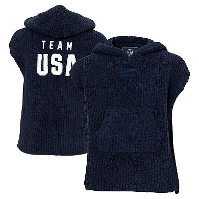 Toddler ALPHA Navy Team USA Barefoot Dreams CozyChic Hooded Rib Cozy