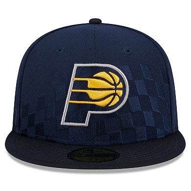 Men's New Era Navy Indiana Pacers 2024 NBA All-Star Game Rally Drive Checkerboard 59FIFTY Crown Fitted Hat