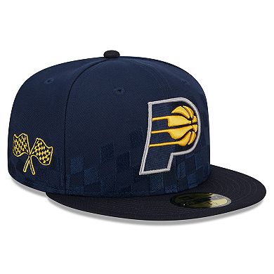 Men's New Era Navy Indiana Pacers 2024 NBA All-Star Game Rally Drive Checkerboard 59FIFTY Crown Fitted Hat