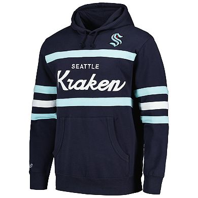 Men's Mitchell & Ness Deep Sea Blue Seattle Kraken Head Coach Pullover Hoodie