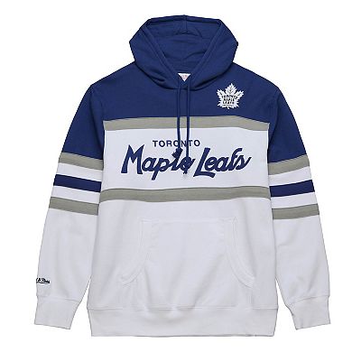 Men's Mitchell & Ness White/Blue Toronto Maple Leafs Head Coach Pullover Hoodie