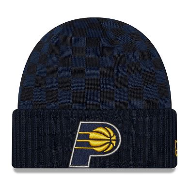 Men's New Era Navy Indiana Pacers 2024 NBA All-Star Game Rally Drive Checkerboard Pattern Cuffed Knit Hat