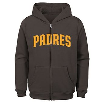 Youth Brown San Diego Padres Wordmark Full-Zip Fleece Hoodie