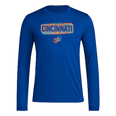 Men's adidas Blue FC Cincinnati Local Pop AEROREADY Long Sleeve T-Shirt