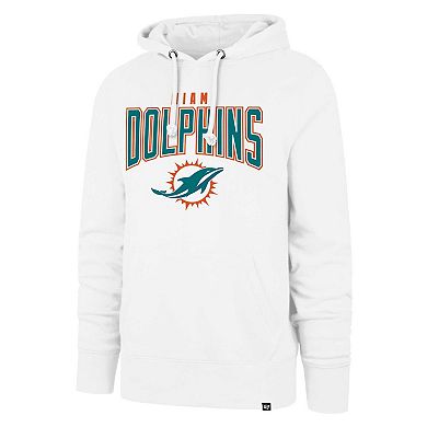 Men's '47 White Miami Dolphins Elements Arch Headline Pullover Hoodie