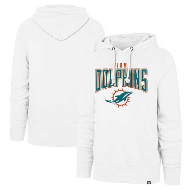 Men's '47 White Miami Dolphins Elements Arch Headline Pullover Hoodie