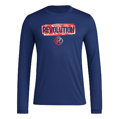 Men's adidas Navy New England Revolution Local Pop AEROREADY Long Sleeve T-Shirt