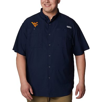 Men's Columbia  Navy West Virginia Mountaineers Big & Tall Tamiami Omni-Shade Button-Down Shirt