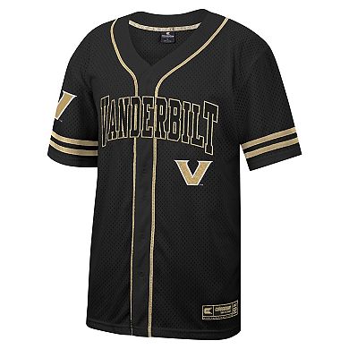 Men's Colosseum Black Vanderbilt Commodores Free Spirited Mesh Button-Up Baseball Jersey