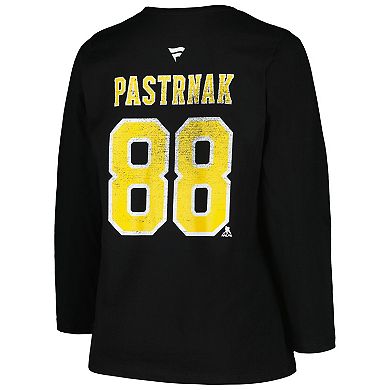 Women's Profile David Pastrnak Black Boston Bruins Plus Size Name & Number Long Sleeve T-Shirt